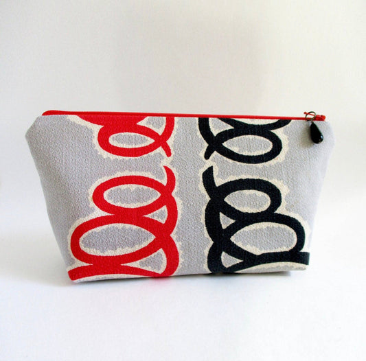 Spirals - 1950s Vintage Barkcloth Makeup Bag